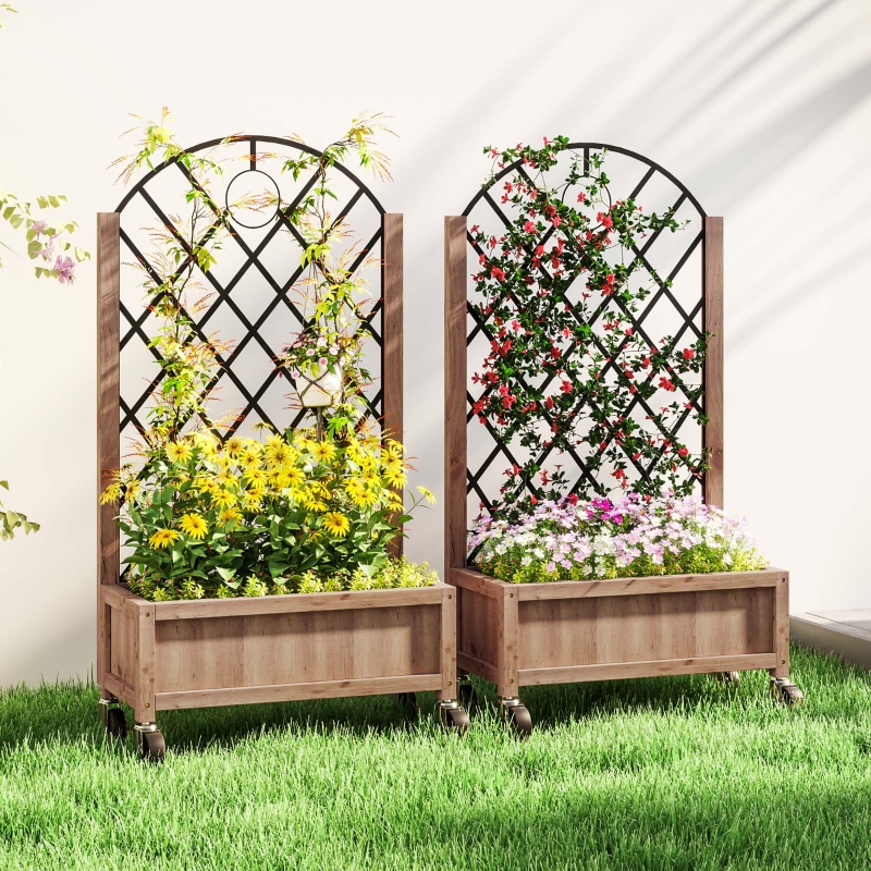 Best Wooden Planter, with Metal Trellis - Brown/Black - Image 10