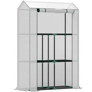 Best 40 x 100cm Three Shelf Steel Frame Greenhouse - White
