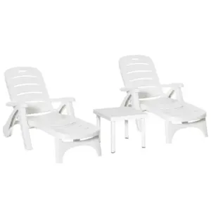 Best 3pcs Garden Furniture Set Outdoor Furniture Set Dining Table, 2 Lounge Chairs and 1 Garden Side Table White
