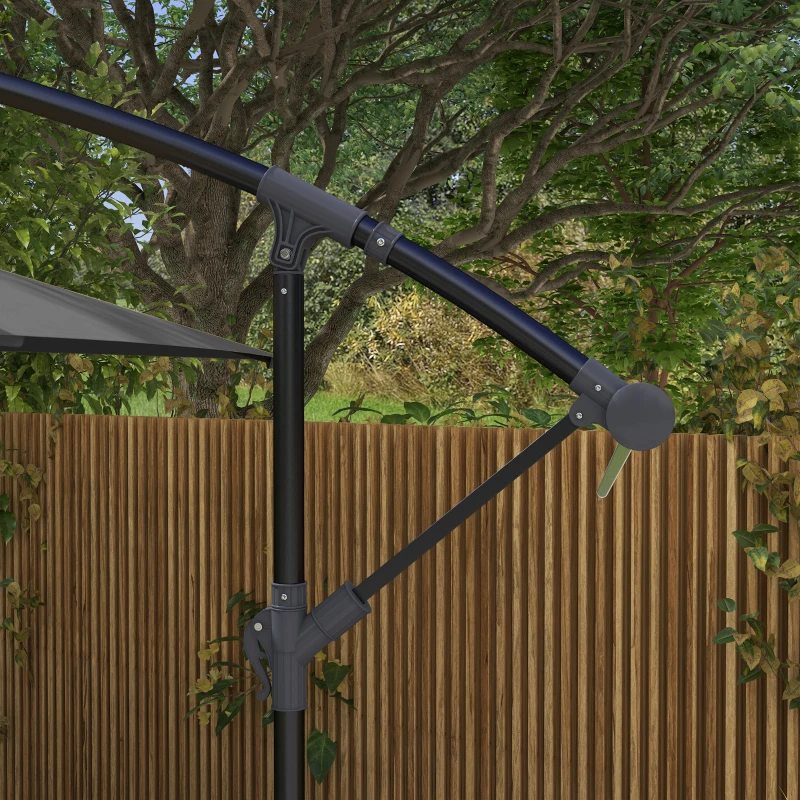 Best 3(m) Cantilever Overhanging Parasol, with Cross Base - Grey - Image 8
