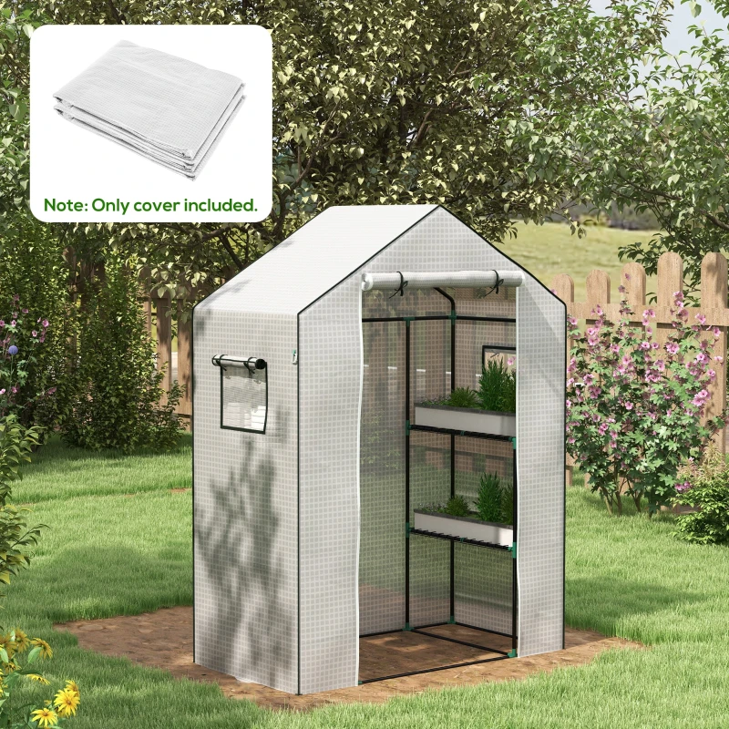 Best Greenhouse Cover Replacement Walk-in PE Hot House Cover with Roll-up Door and Windows, 140 x 73 x 190cm, White - Image 2