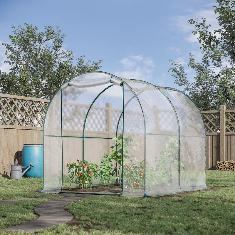 Best Walk-in Polytunnel Greenhouse with Roll-up Door Transparent Tunnel Greenhouse with Steel Frame and PVC Cover, 2.5 x 2m - Image 2