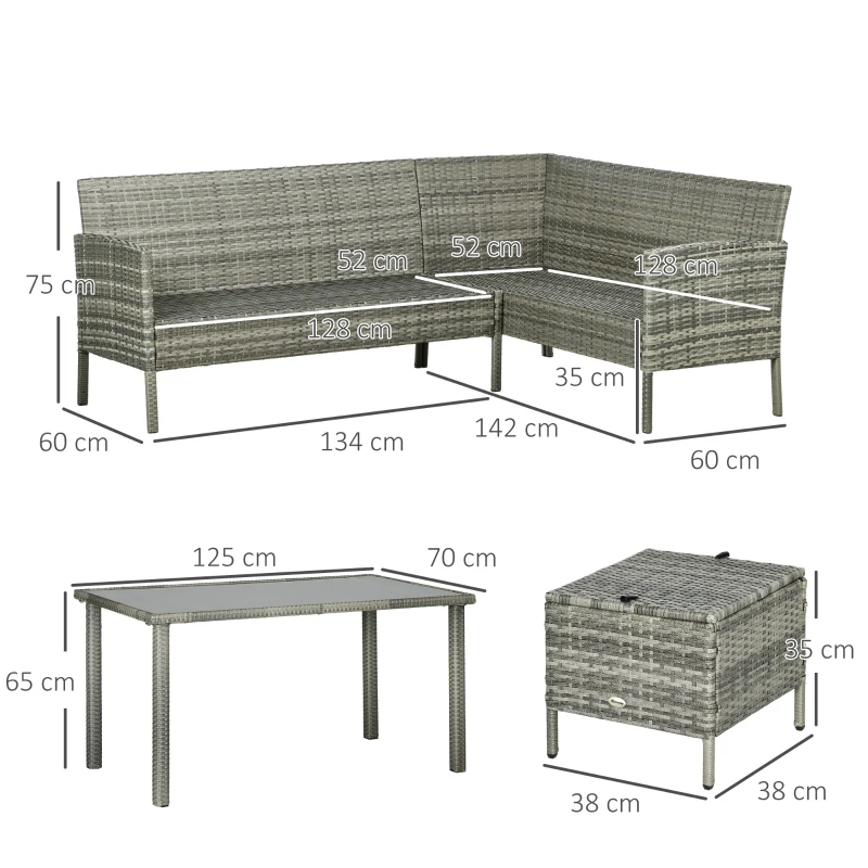 Best 5 Pieces Rattan Garden Furniture Set with Dining Table, Cushions - Dark Blue - Image 3