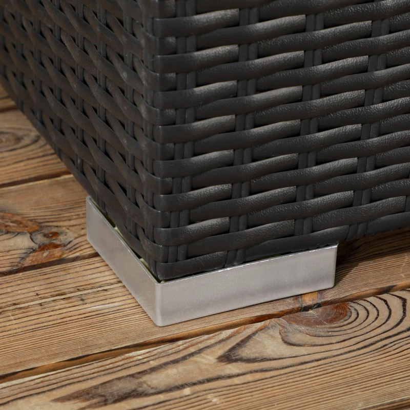 Best Seven-Piece Rattan Garden Set, with Glass-Top Table - Black/Beige - Image 8