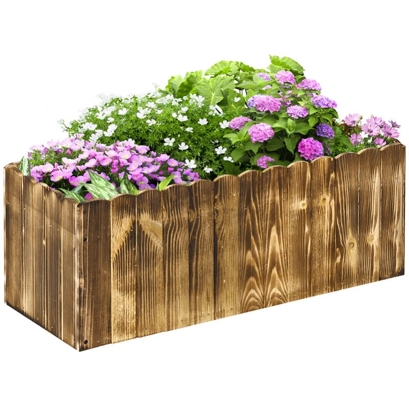 Best 70L Raised Garden Bed, Wooden Rectangle Planter Box, Outdoor Herb Vegetable Flower Pot (80L x 33W x 30H cm)
