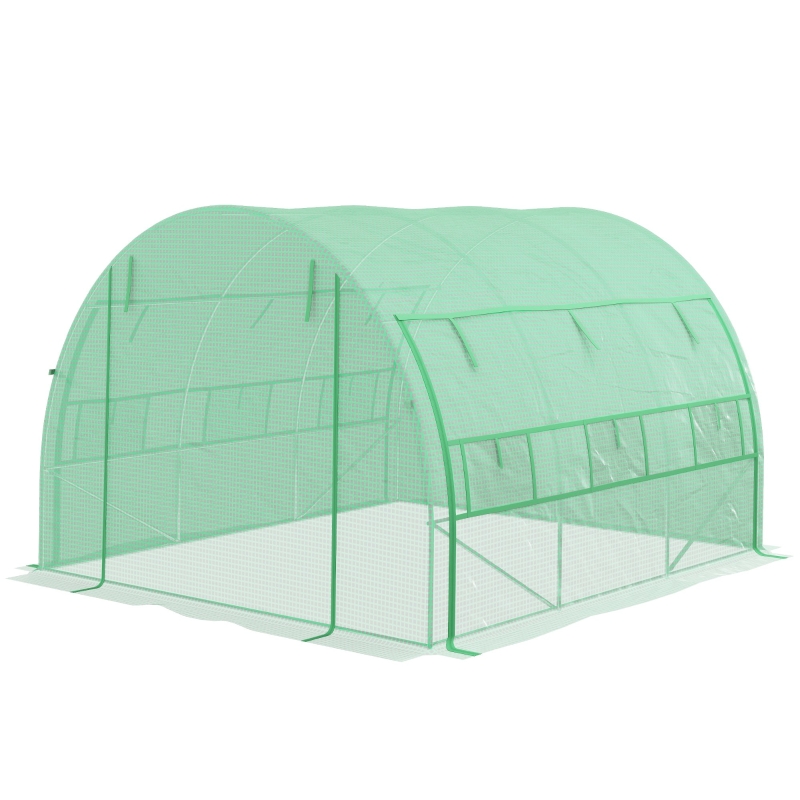 Best Polytunnel Greenhouse Walk-in Grow House Tent with Roll-up Sidewalls, Zipped Door and 6 Windows, 3x3x2m Green - Image 11