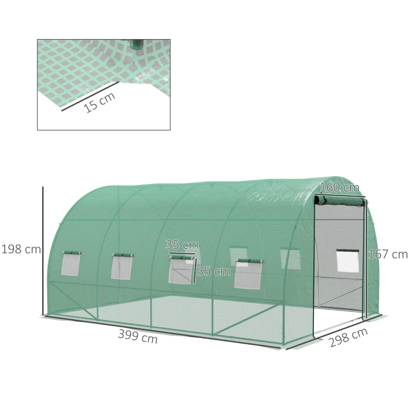 Best Sprinkler System Polytunnel Greenhouse, 4 x 3(m), Green - Image 3