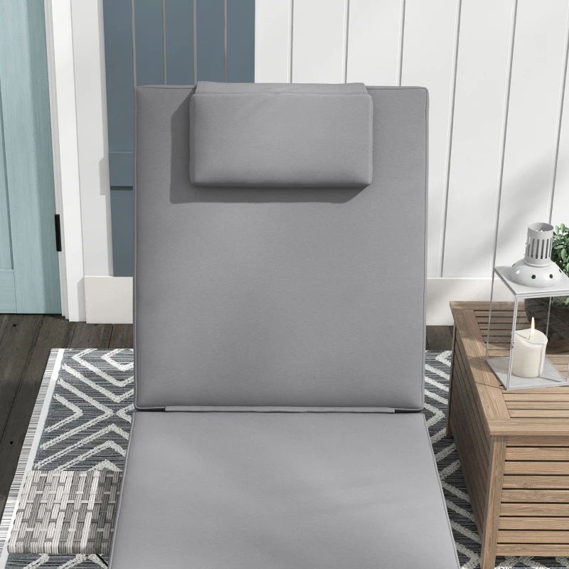 Best Outdoor Patio PE Rattan Lounger with Cushion, 5-Level Reclining Wicker Rattan Sun Lounger with Tea Tray, for Poolside, Patio, Deck, 120kg Weight Capacity, Grey - Image 8