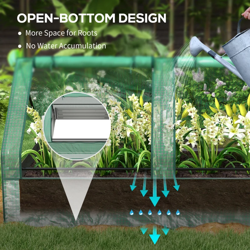 Best Metal Planter Box with Cover, Raised Garden Bed with Greenhouse, for Herbs and Vegetables, Green and Dark Grey - Image 6