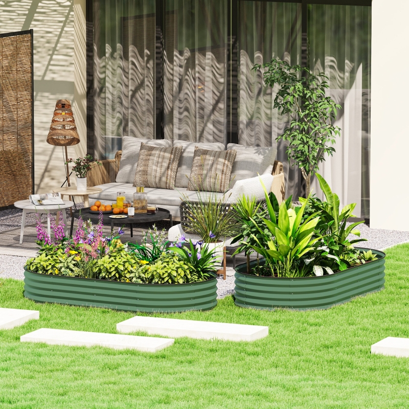 Best Set of Two 181 x 93cm Steel Planters - Green - Image 10