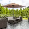 Best 3(m) Tilting Parasol Garden Umbrellas, Outdoor Sun Shade with 8 Ribs, Tilt and Crank Handle for Balcony, Bench, Garden, Coffee - Image 2
