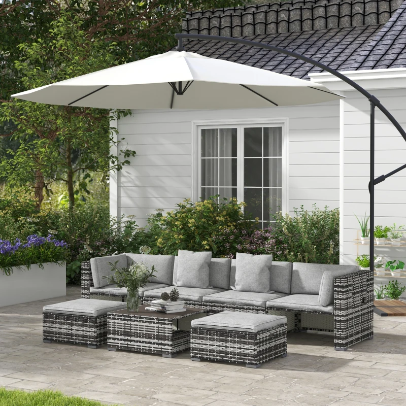 Best Seven-Piece Rattan Patio Furniture Set, with Cushions - Grey - Image 2