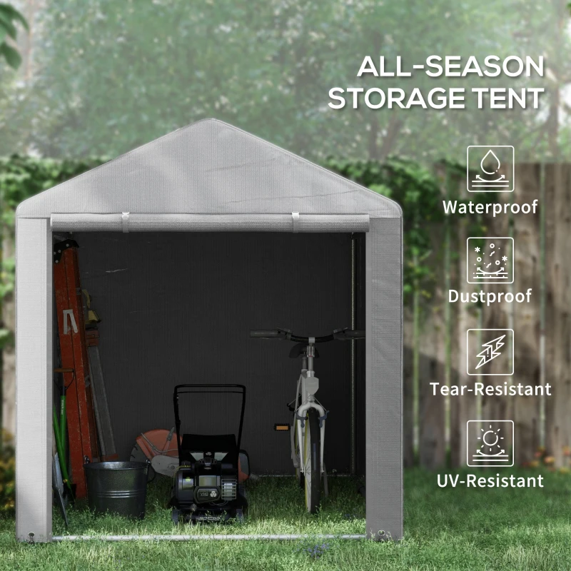 Best 1.6 x 2.2m Garden Storage Shed Tent, with Accessories - Light Grey - Image 5