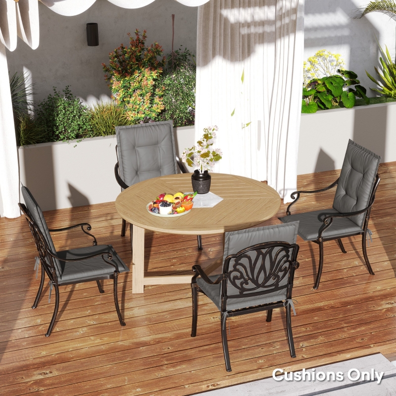 Best Set of Four Padded Garden Seat Cushions - Light Grey - Image 10