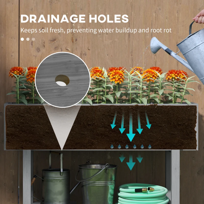 Best Wooden Two-Tier Raised Planter - Grey - Image 5