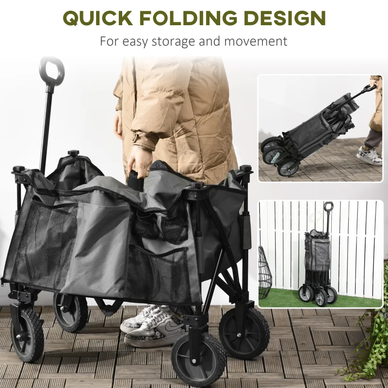 Best Garden Trolley, Cargo Traile on Wheels, Folding Collapsible Camping Trolley, Outdoor Utility Wagon, Dark Grey - Image 5