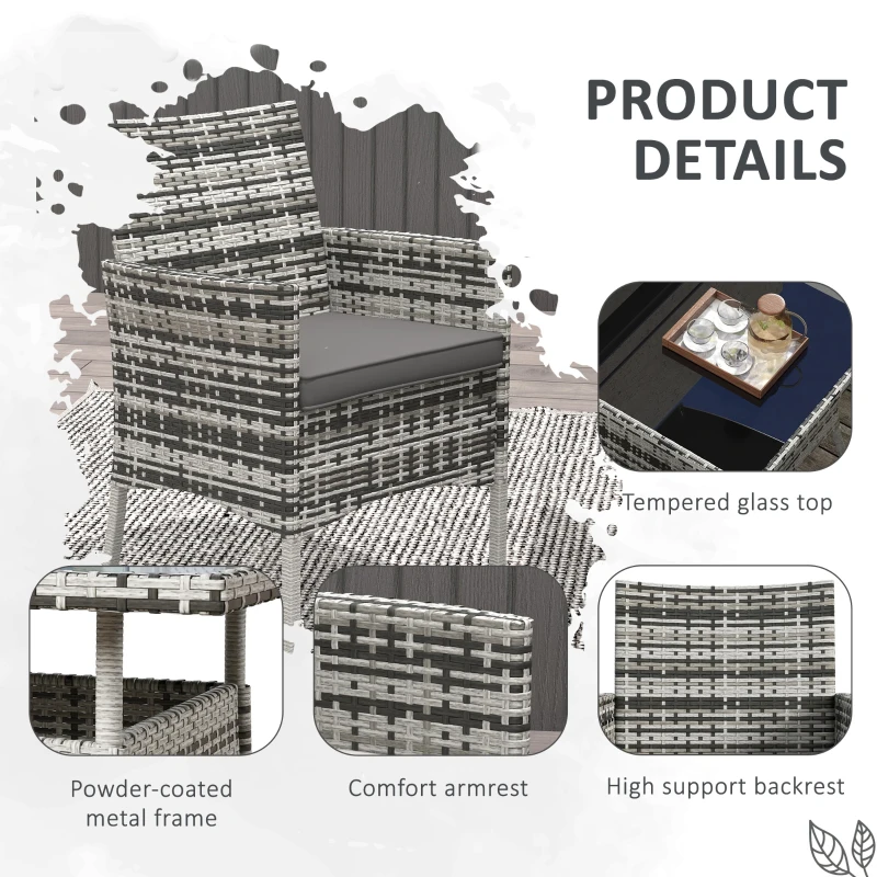 Best Five-Pieces Rattan Dining Set - Mixed Grey - Image 6