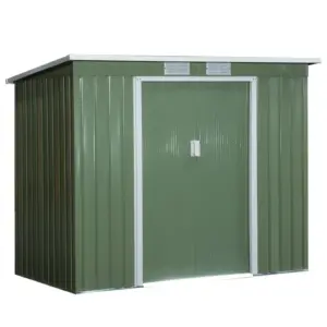 Best 7 x 4ft Galvanised Steel Garden Shed, with Foundation Kit - Green