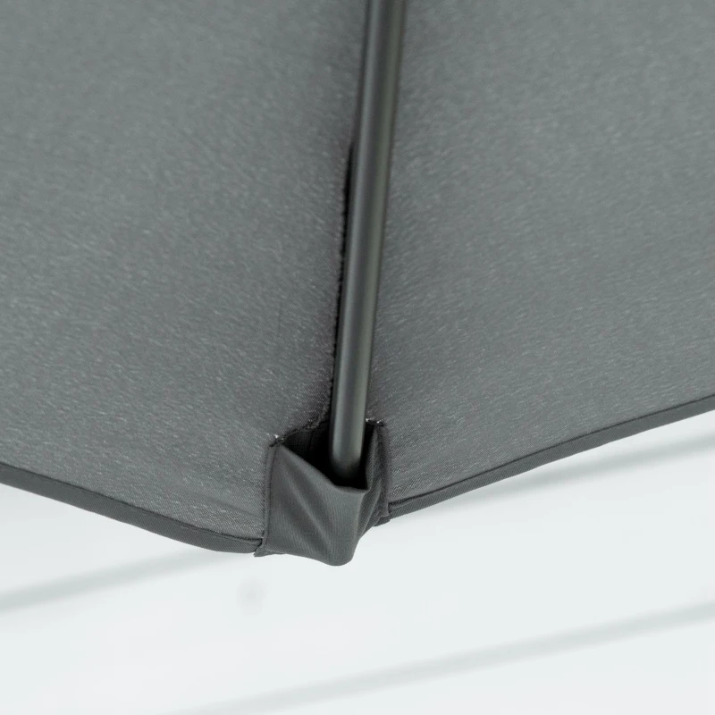 Best 3m Cantilever Parasol with Easy Lever, Patio Umbrella with Crank Handle, Cross Base and 6 Metal Ribs, Outdoor Sun Shades for Garden, Grey - Image 7