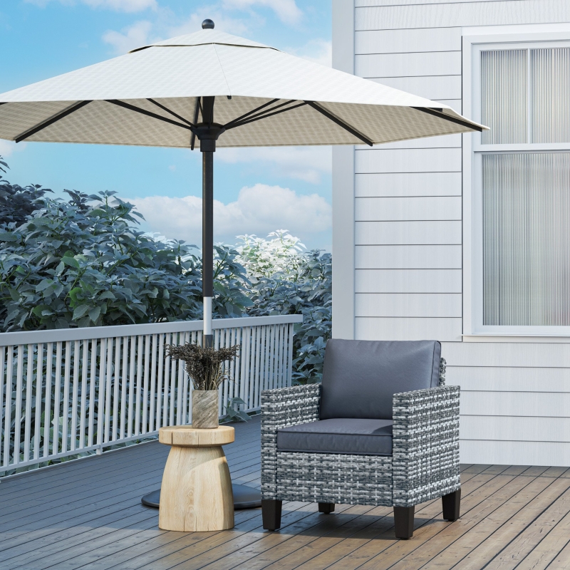 Best Single Rattan Armchair, with Cushions - Light Grey - Image 9