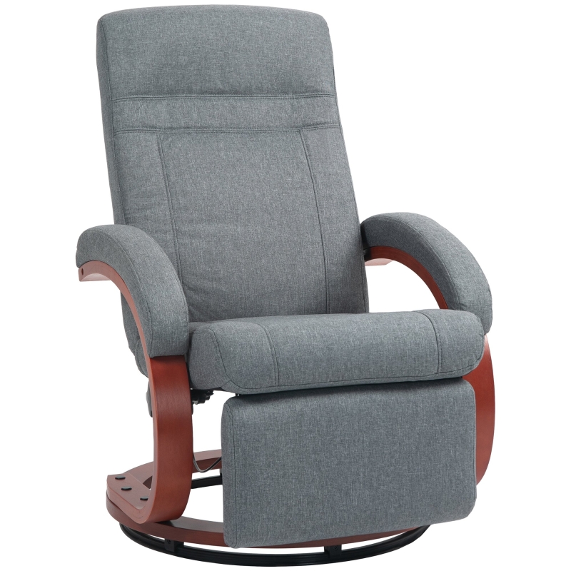 Best 135° Manual Reclining Swivel Chair, with Footrest - Grey - Image 11