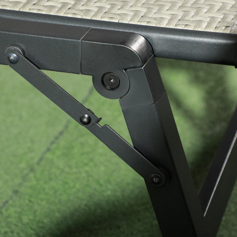 Best Foldable Outdoor PE Rattan Sun Lounger Set of 2, Patio Wicker Recliners Lounge Chair w/ 5-Level Adjustable Backrest, for Poolside, Garden, Mixed Grey - Image 7