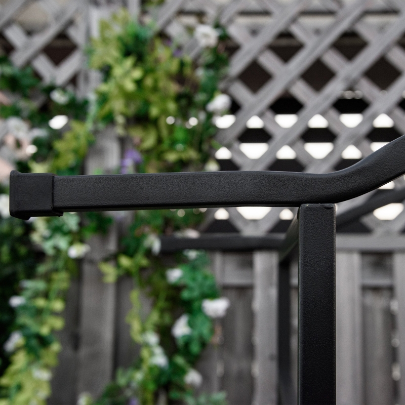 Best Steel Frame Outdoor Garden Arch w/ 2-Seater Bench Flower Climber Black - Image 11