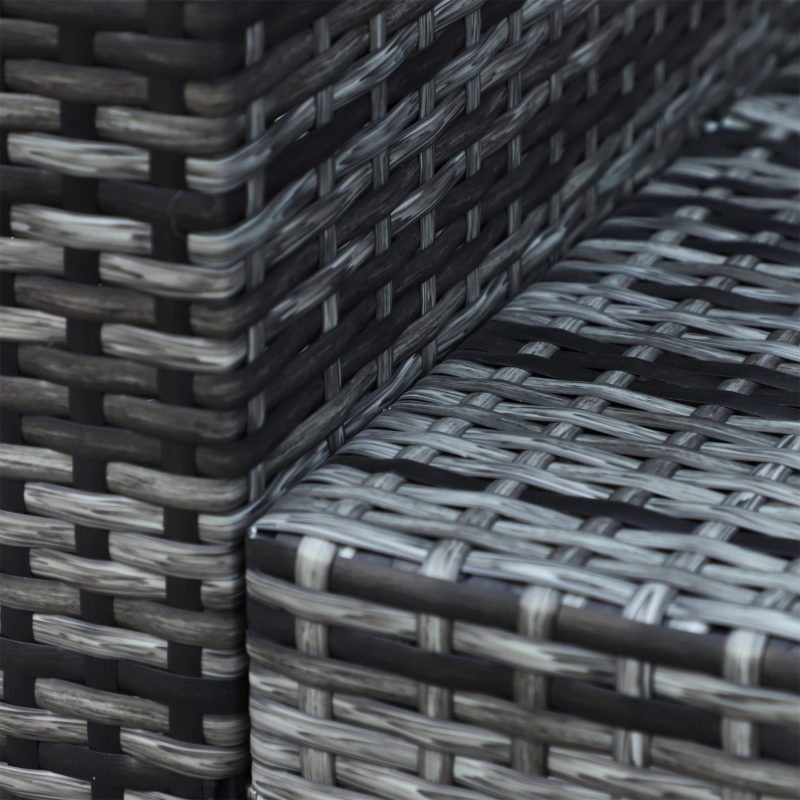 Best 3 Seater All Weather Outdoor Sofa, Garden Rattan Sofa with Cushions and Mental Frame, Grey - Image 9