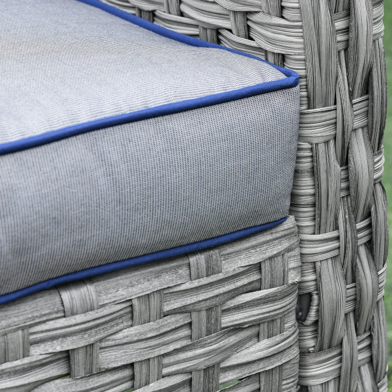 Best 6 Pieces Rattan Garden Furniture Set, 6 Seater Garden Sofa Set with Glass Top Dining Table, Loveseat, 2 Armchairs and Ottomans, Wicker Outdoor Conservatory Furniture for Patio, Grey - Image 7