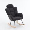 Ergonomic Teddy Fabric Rocking Chair with Tufted Seat, Headrest and Backrest, Painted Metal Base, 102L x 70W x 105H cm, Dark Grey - Image 9