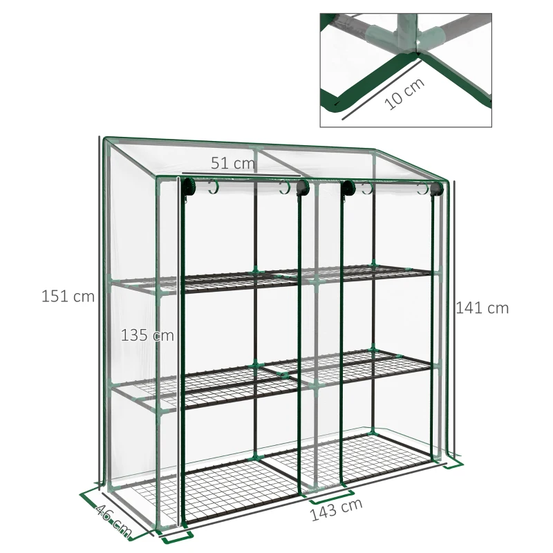 Best 46 x 143cm Mini Lean-To Greenhouse, with Three Inner Shelves - Image 3