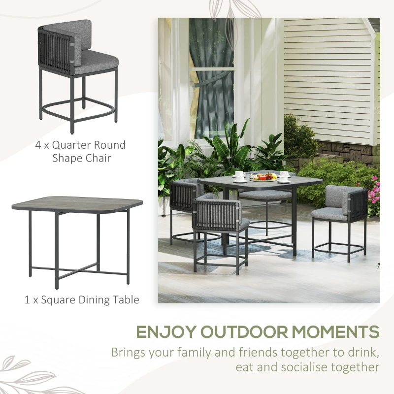 Best 4-Seater Rattan Cube Garden Furniture Set with Cushions - Charcoal Grey - Image 4