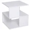 Best Side Table Square Coffee Table Modern End Table with 2 Tier Storage Shelves for Living Room, Bedroom, White - Image 7