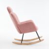 Upholstered Tufted Teddy Fabric Rocking Chair with Headrest and Backrest, Wooden Frame, Painted Metal Base, 102L x 70W x 105H cm, Pink - Image 10