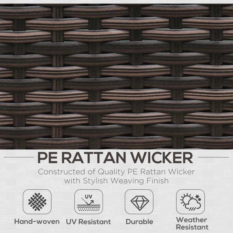 Best 8 Pieces PE Rattan Corner Sofa Set with Thick Cushions, Aluminium Outdoor Rattan Garden Furniture Set with Glass Top Table, No Assembly Required, Mixed Brown - Image 4