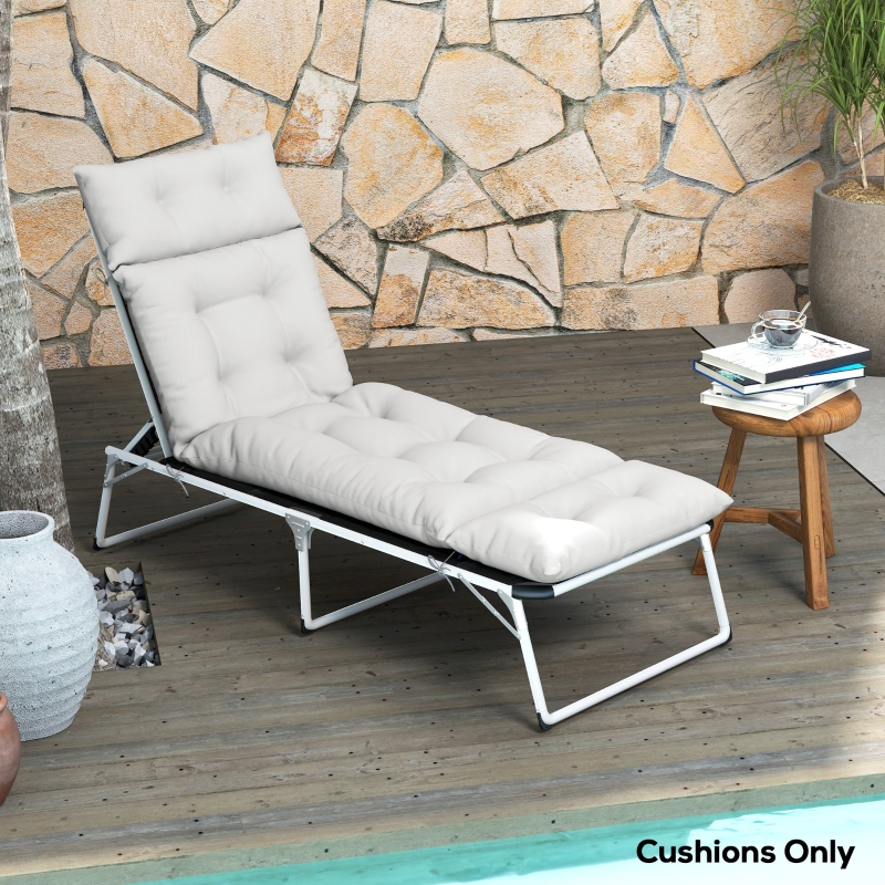 Best Sun Lounger Cushions Only, 190x56x10cm Garden Lounge Chair Cushions, UPF20+ 220gsm Fabric, Thick Sunbed Replacement Pads with 6 Ties, Light Grey - Image 10