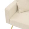 Sherpa Convertible Sofa Bed with 2 Side Pockets, Adjustable Backrest, Gold Legs, Elegant Loveseat for Bedroom, 176L x 64W x 75H cm, Beige - Image 11