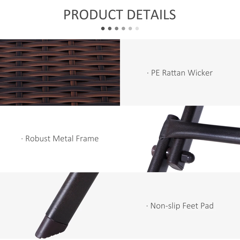 Best 2-Seater Rattan Bistro Set: 1 x table, 2 x chairs-Brown - Image 4