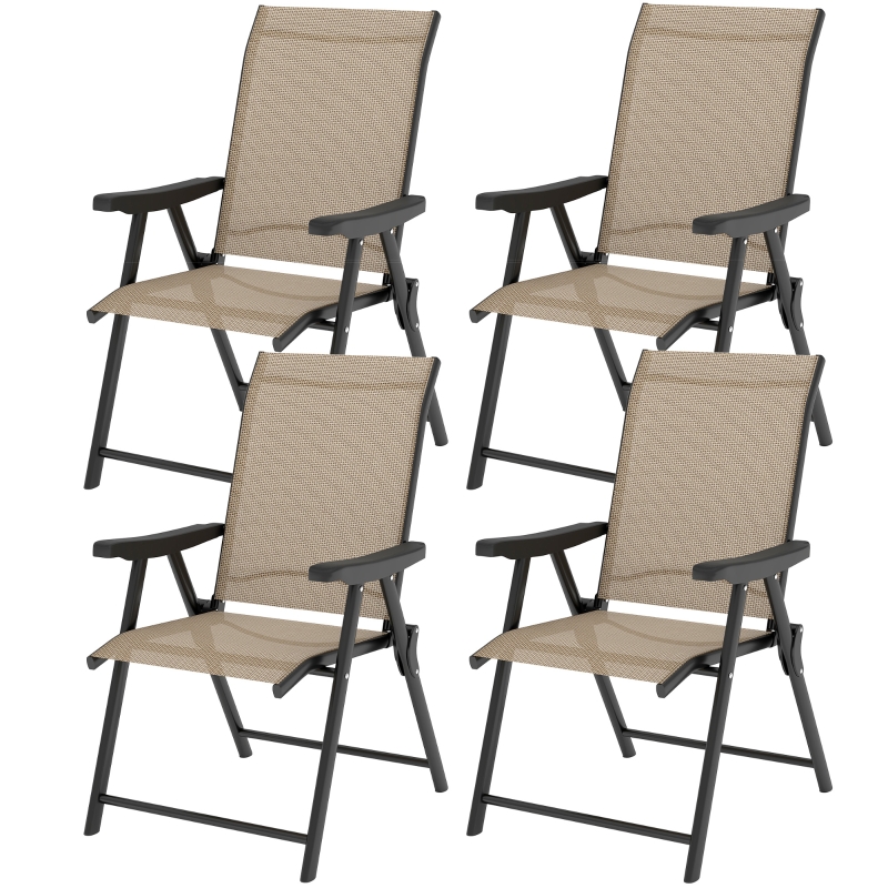 Best Set of Four Folding Outdoor Chairs - Brown/Black - Image 11