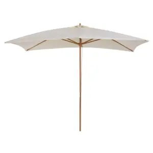 Best 2 x 3m Wooden Garden Parasol Umbrella Outdoor Sun Shade Canopy, Cream White