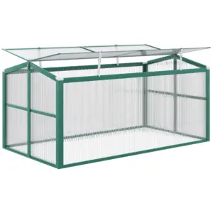 Best Aluminium Polycarbonate Greenhouse Cold Frame Grow House, Openable Top for Flowers and Vegetables, 130x70x61cm
