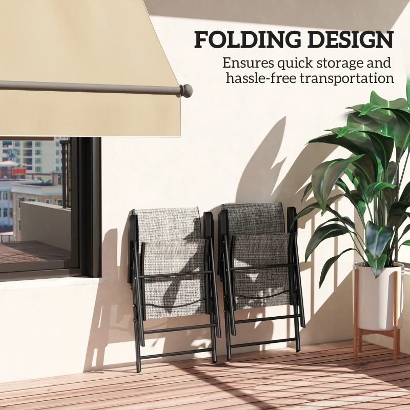 Best Set of Two Folding Outdoor Chairs - Black/Grey - Image 5