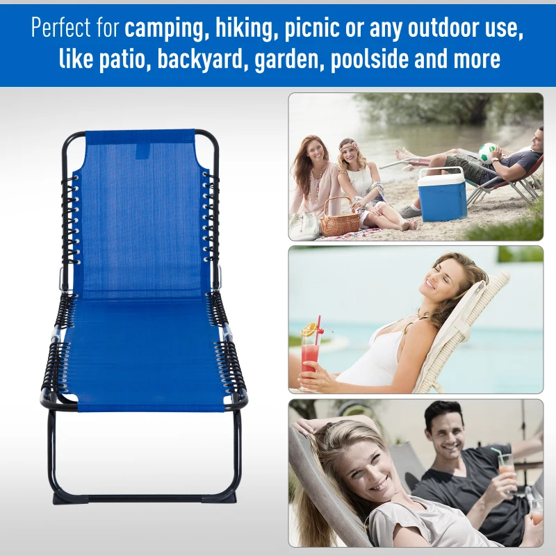 Best Foldable Sun Lounger, Outdoor 4 Level Adjustable Backrest Reclining Chaise Chair, Steel Frame Recliner Chair for Camping, Hiking, Navy Blue - Image 7