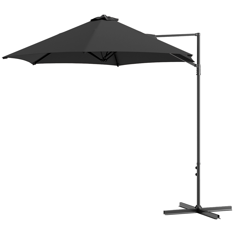 Best 2.5m Rotating Cantilever Parasol - Black - Image 11