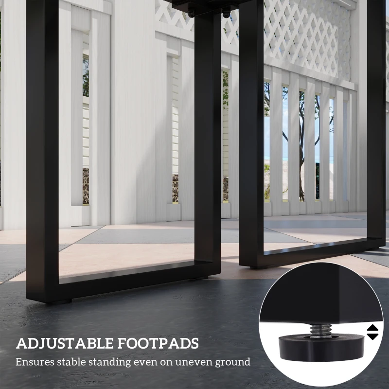 Best 3 Pieces Picnic Bench Set with Table and 2 Benches, Slated Design Dining Trestle Beer Table and Seat, Black - Image 5