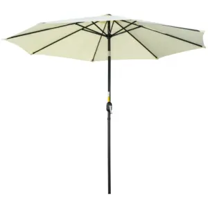 Best 3(m) Tilting Parasol Garden Umbrellas, Outdoor Sun Shade with 8 Ribs, Tilt and Crank Handle for Balcony, Bench, Garden, Beige