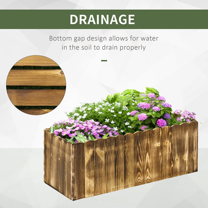 Best 70L Raised Garden Bed, Wooden Rectangle Planter Box, Outdoor Herb Vegetable Flower Pot (80L x 33W x 30H cm) - Image 5