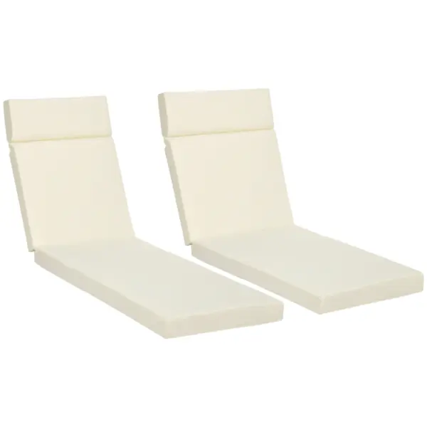 Best Set of 2 Sun Lounger Cushions, Replacement Cushions for Rattan Furniture with Ties, 196 x 55 cm, Cream White