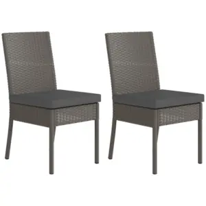 Best Set of Two Armless Rattan Garden Chairs - Dark Grey