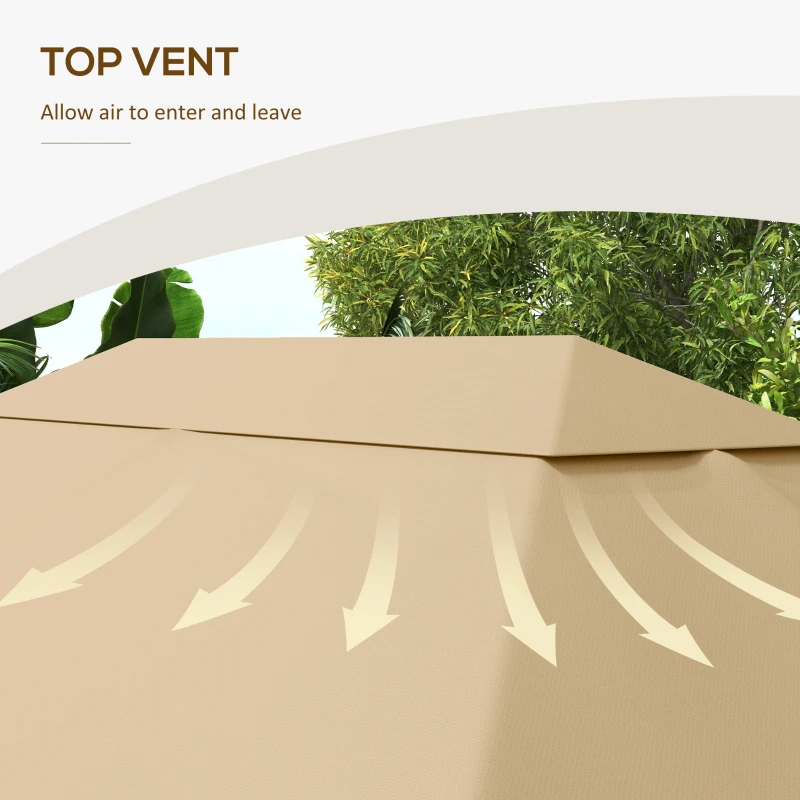 Best 3 x 4m Gazebo Canopy Replacement Cover, Gazebo Roof Replacement (TOP COVER ONLY), Khaki - Image 5